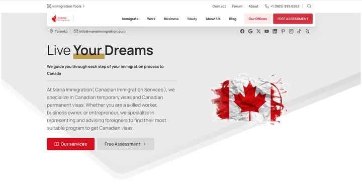 Mana Immigration website